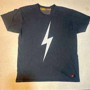 Aviator Nation Black Tee with White Lightning Bolt
